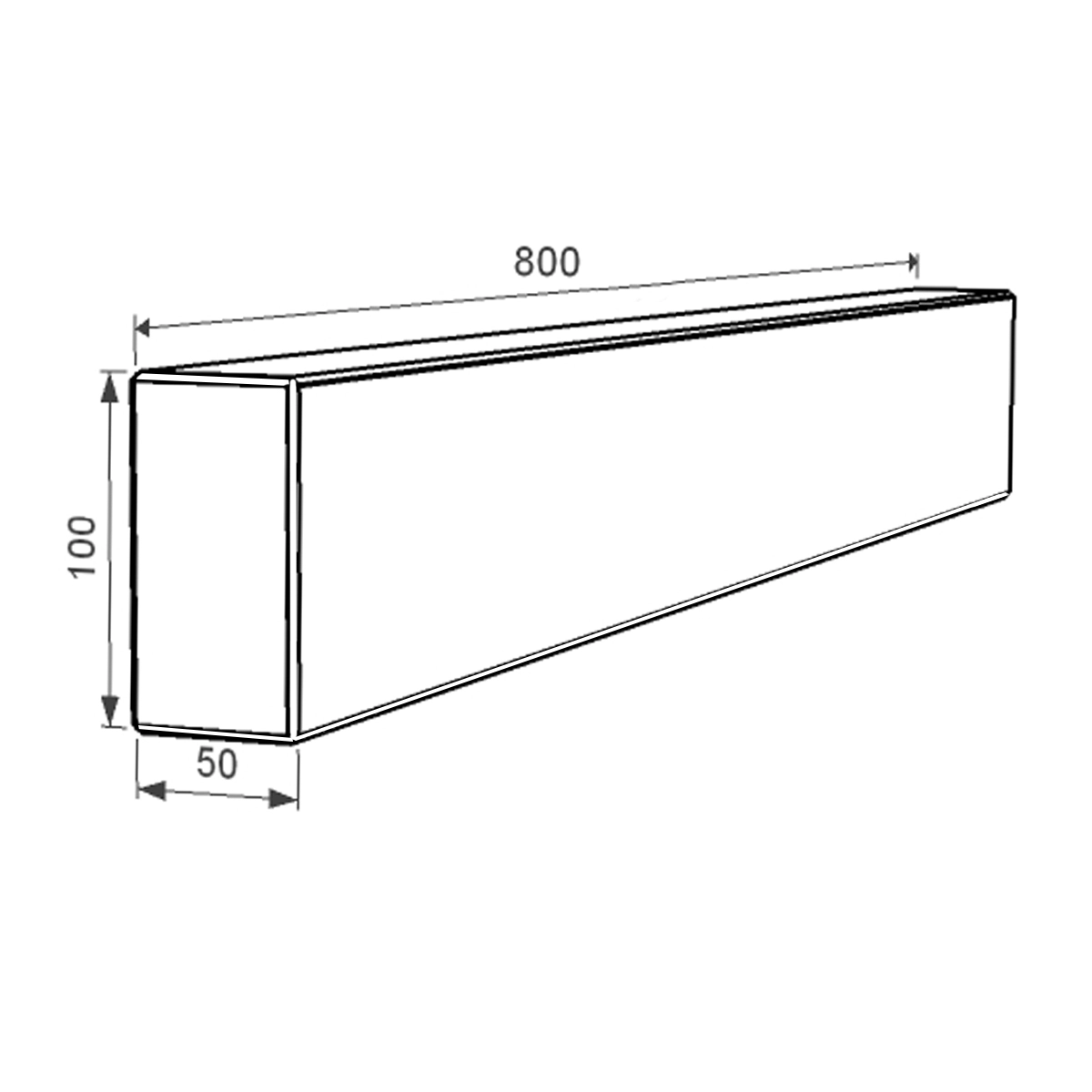 Розміри Брус для квітника на могилу довжиною 800 мм  з граніту бічний з полірованими фасками Букинського кар'єру br-buk-pf-80-10-05