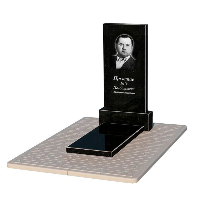 Основне Гранітний пам'ятник з повним поліруванням сторін одинарний із чорного граніту Коростишів без різьблених робіт к7-kor-npf-100-50-08-001-pbd2