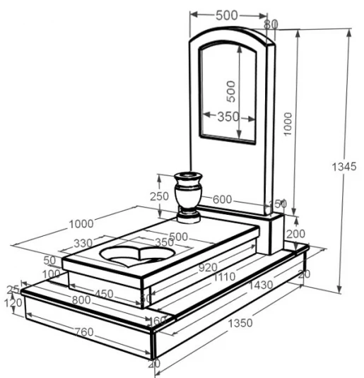 Розміри Мармуровий пам'ятник з серцем різьблена робота одинарний з мармуру Дайна к11-dan-pf-100-50-08-009-ck