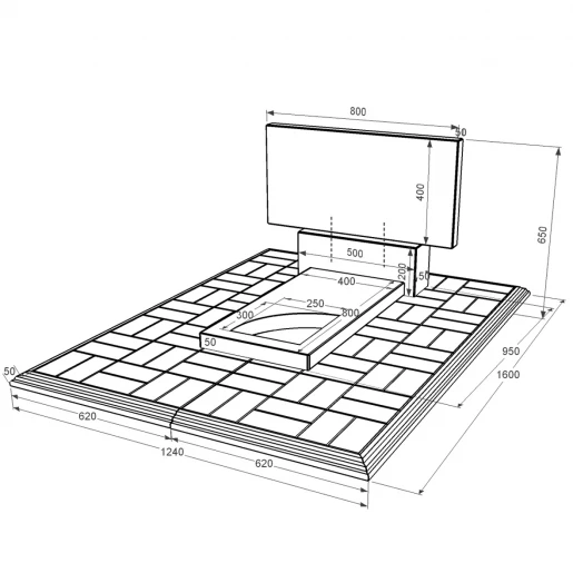 Размеры Гранитный памятник 60 см высотой одинарный из черного гранита Коростышев с вырезанным уголком к9-kor-npf-40-80-05-001-pbd1