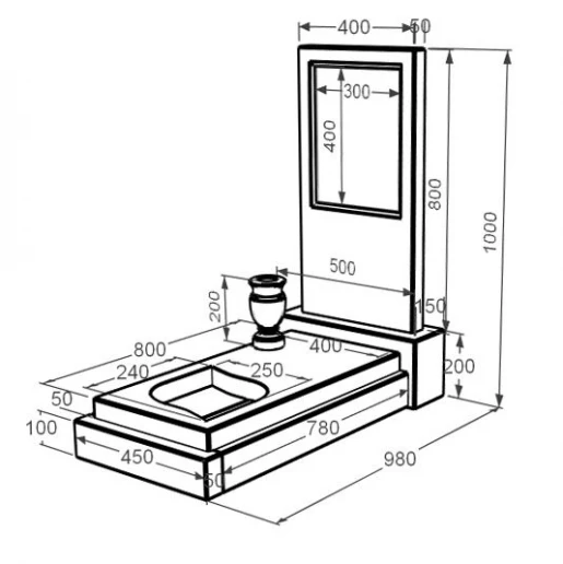 Розміри Мармуровий пам'ятник на одного з білого мармуру Волокас з листом різьблена робота к13-vol-pf-80-40-05-001