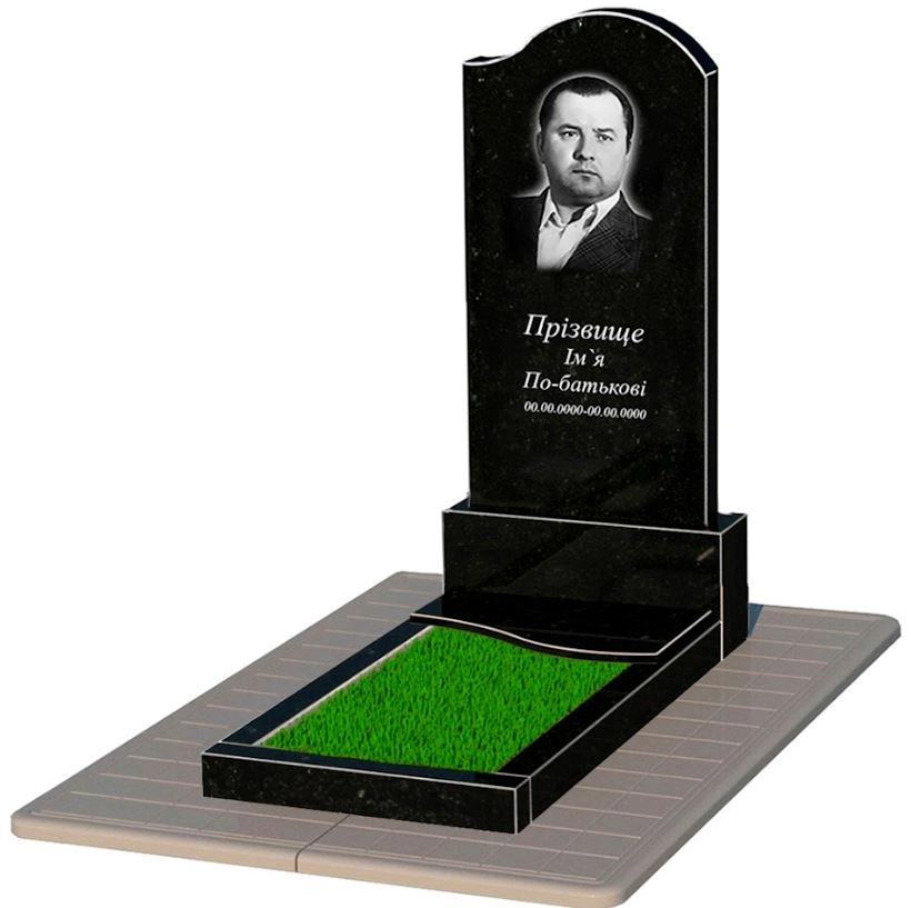 Основное Гранитный памятник фигурный одинарный из черного гранита Коростышев с волной резной к5-kor-npf-120-60-08-011-r-pbd3