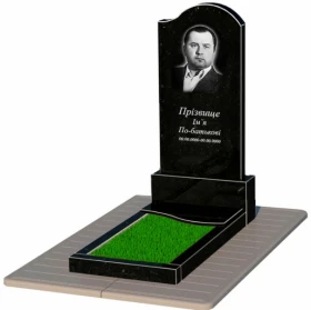Основное Гранитный памятник фигурный одинарный из черного гранита Коростышев с волной резной к5-kor-npf-120-60-08-011-r-pbd3
