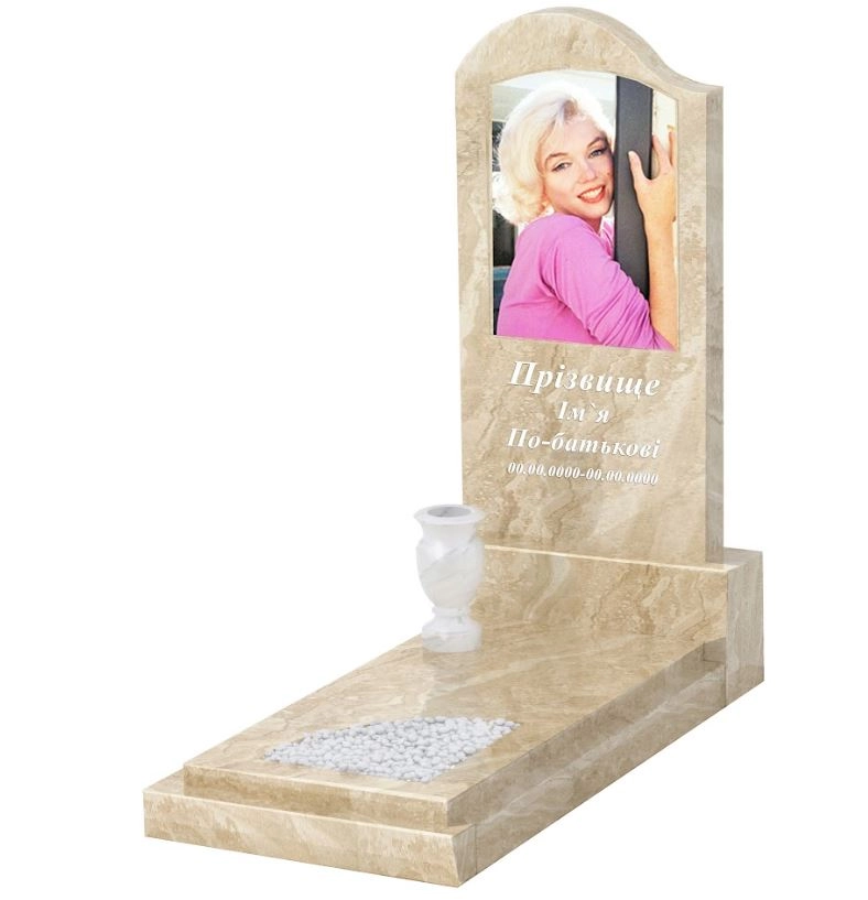 Основне Мармуровий пам'ятник високий з мармуру Дайна з вирізаним куточком к24-dan-pf-120-60-08-011-l