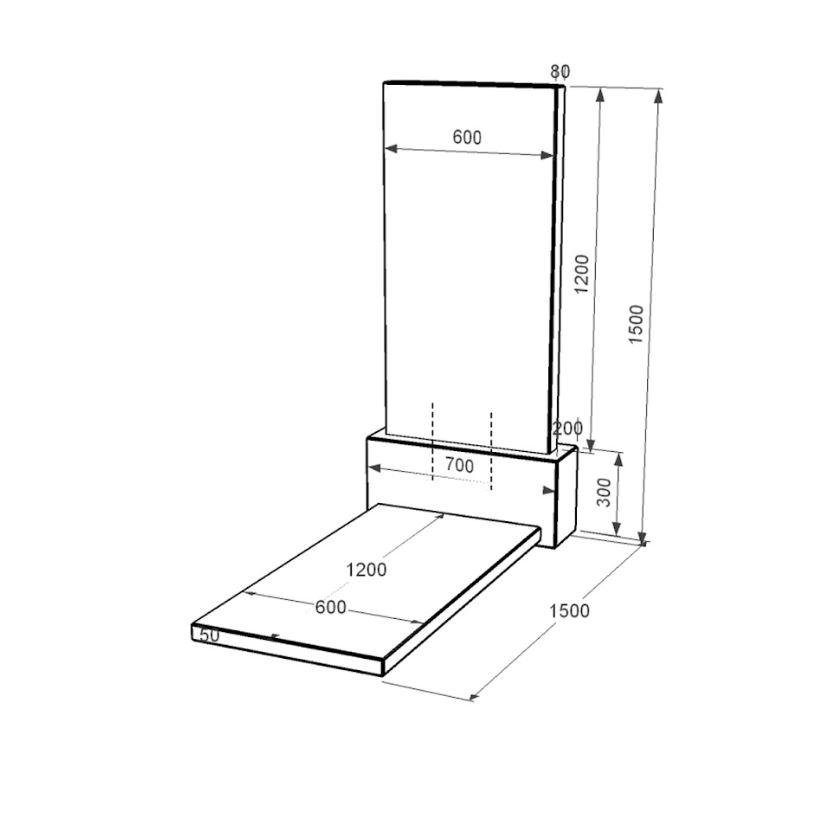 Размеры Гранитный памятник стела 120х60 см одинарный из черного гранита Коростышев без резных работ к7-kor-npf-120-60-08-001