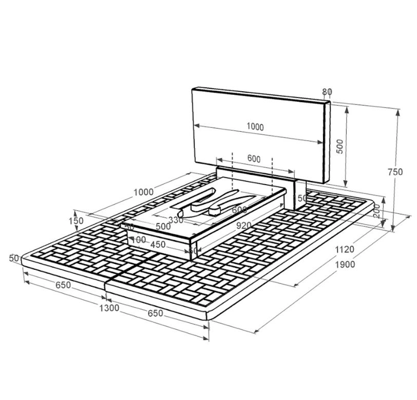 Розміри Гранітний пам'ятник з Тризубом резним одинарний із чорного граніту Коростишів к8-kor-npf-50-100-08-001-pbd2