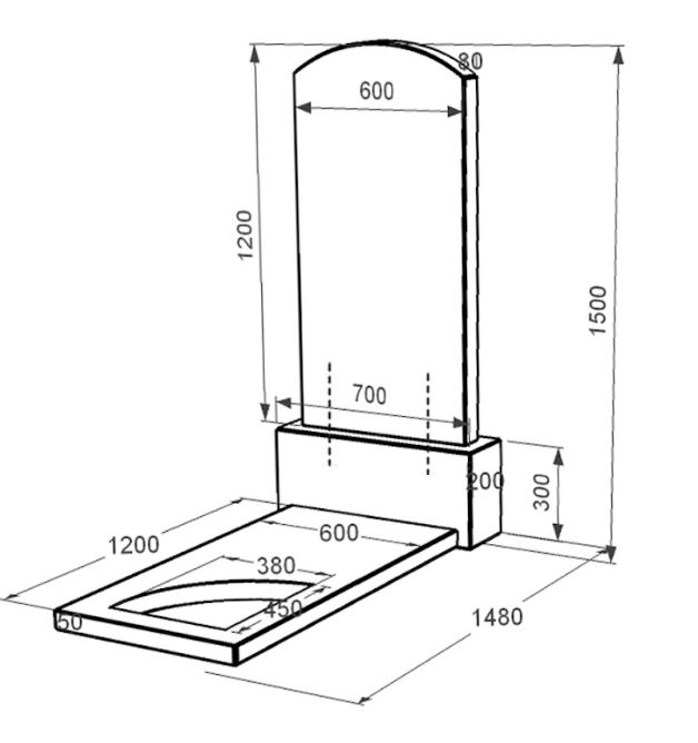 Розміри Гранітний пам'ятник синові одинарний із чорного граніту Коростишів з вирізаним куточком к9-kor-pf-120-60-08-009