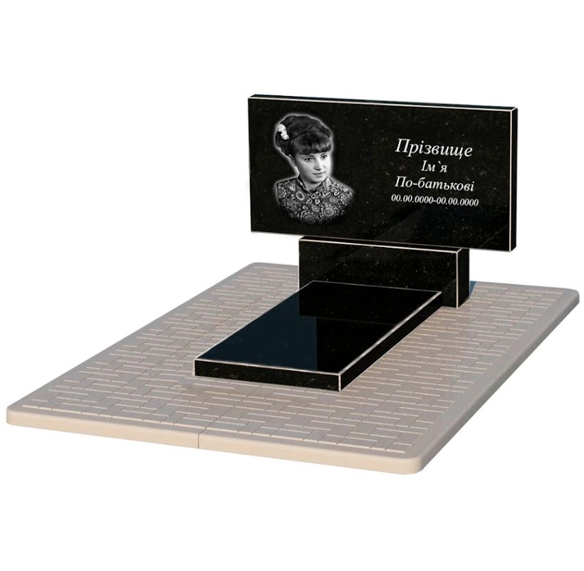 Основное Гранитный памятник высотой 70 см одинарный из черного гранита Коростышев без резных работ к7-kor-npf-50-100-08-001-pbd2