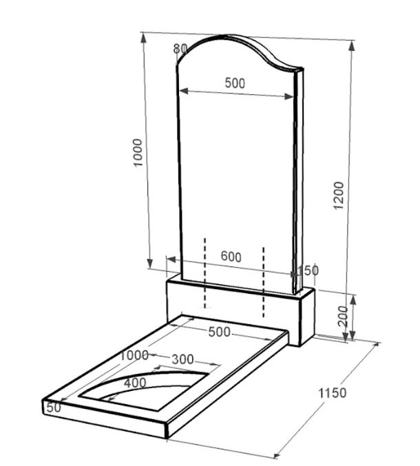 Размеры Памятник из гранита дочке одинарный из черного гранита Коростышев с вырезанным уголком к9-kor-pf-100-50-08-011-l