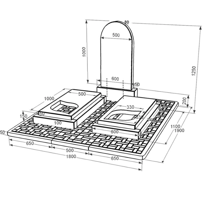 Розміри Пам'ятник із граніту з листом різьблена робота подвійний із чорного граніту Коростишів к22-kor-pf-100-50-08-006-pbd2