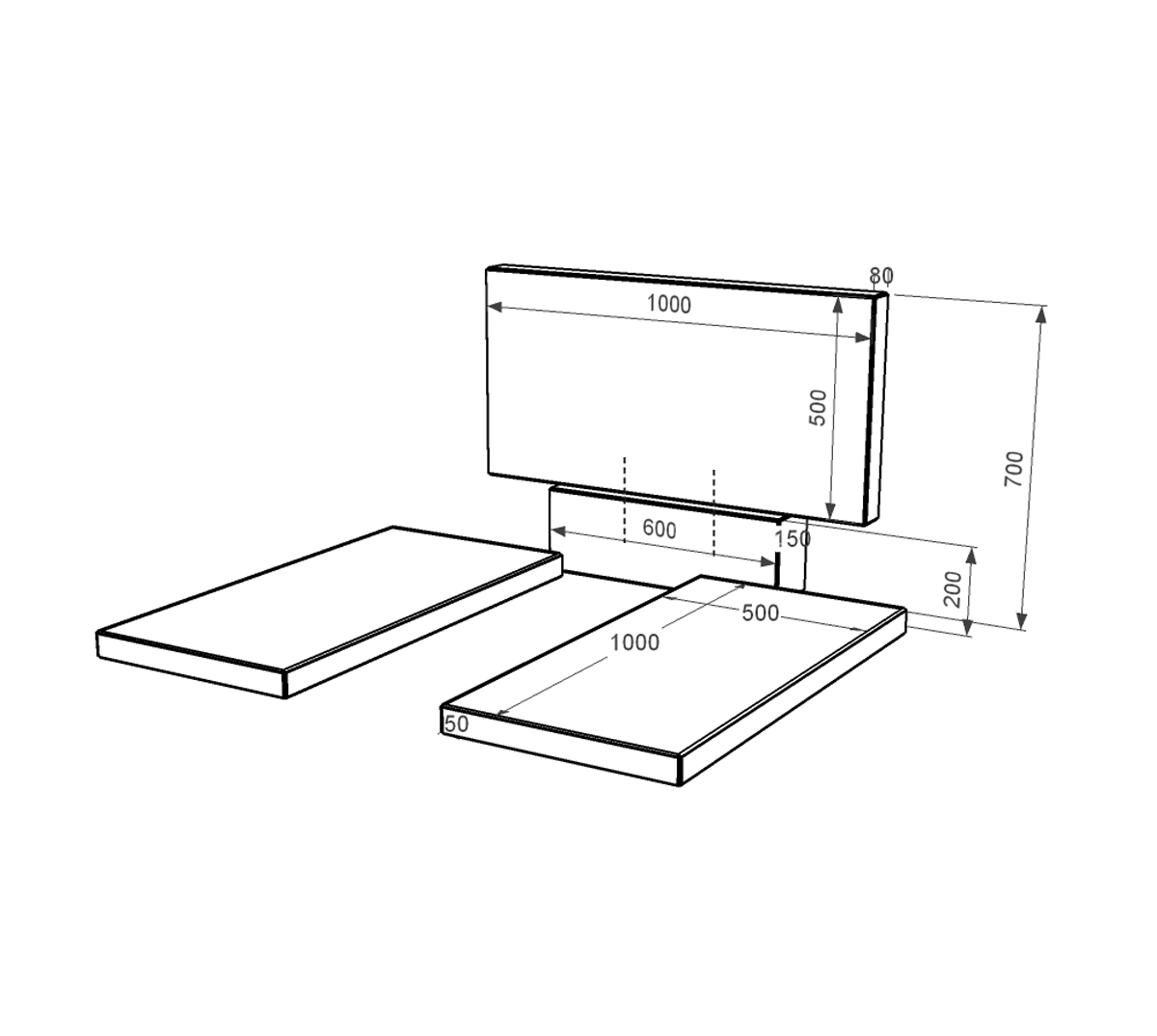 Гранитный памятник стела 50х100 см двойной из черного гранита Коростышев без резных работ к17-kor-npf-50-100-08-001
