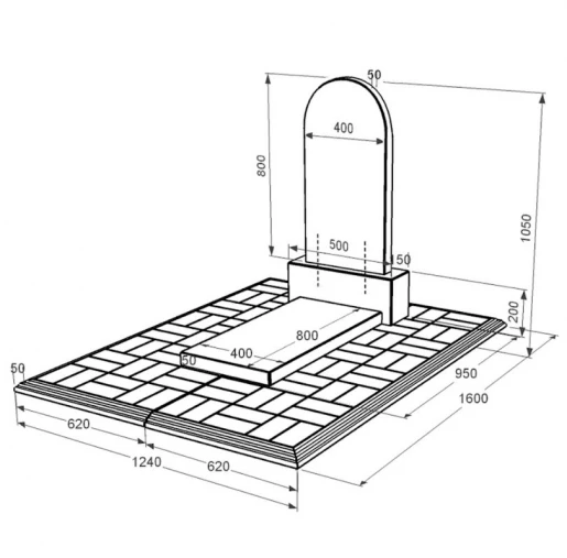 Размеры Могильный памятник из гранита черный Коростышев одинарный с полукруглой стелой к7-kor-pf-80-40-05-006-pbd1