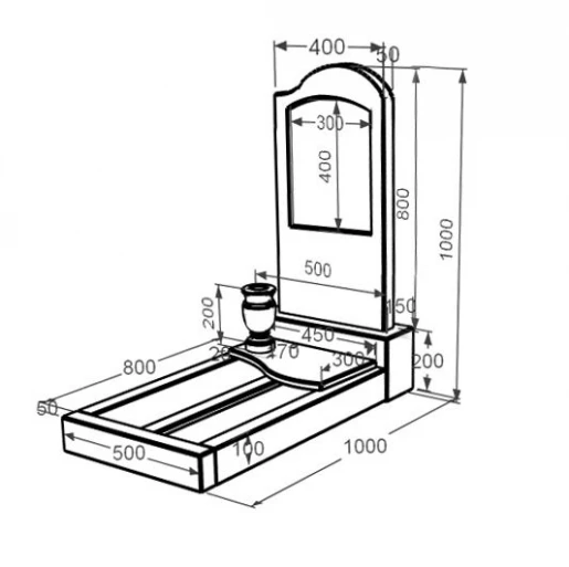 Розміри Мармуровий пам'ятник жіночий одинарний з білого мармуру Волокас з хвилею різьблений к5-vol-pf-80-40-05-011-r