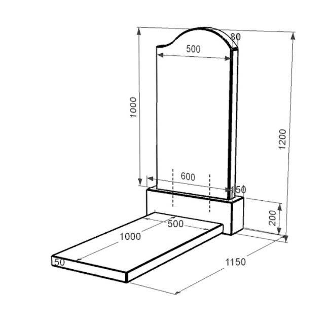 Размеры Памятник из гранита отцу одинарный из черного гранита Коростышев с волной резной к7-kor-npf-100-50-08-011-r