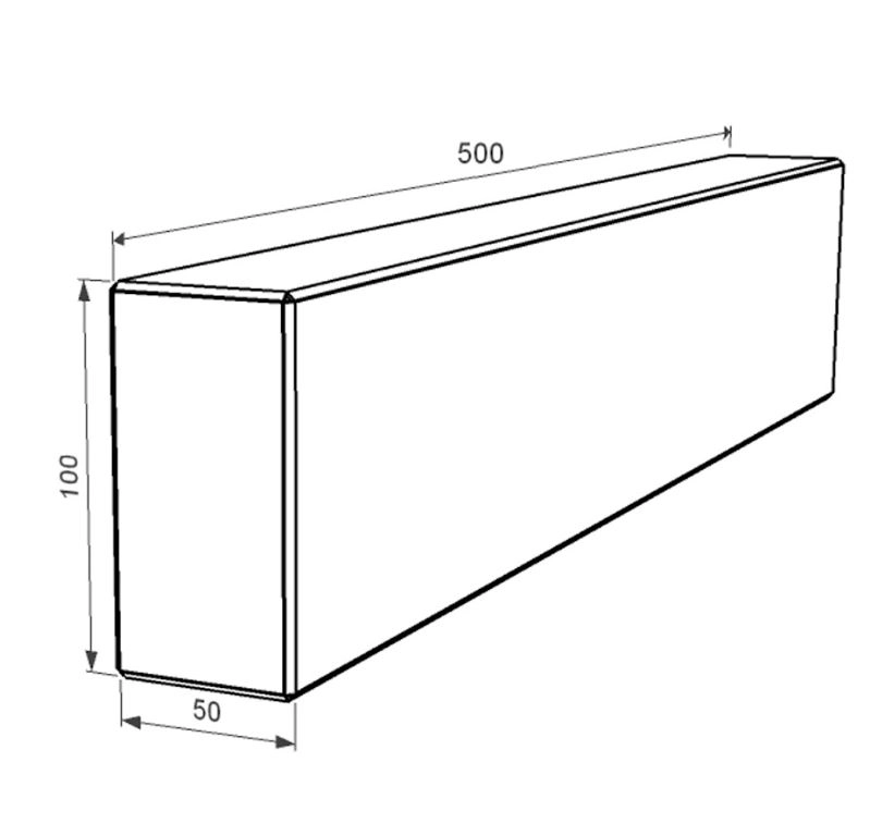 Розміри Брус для квітника та гробниці 500x100x50 лицьовий (тильний) з полірованими фасками з мармуру Дайна br-dan-pf-50-10-05