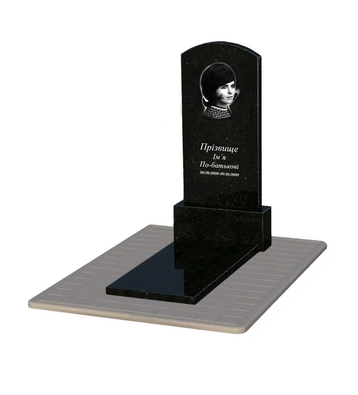 Основне Пам'ятник із граніту довжиною 150 см одинарний із дугою різьбленою із чорного граніту Коростишів Дуга 009 к7-kor-pf-120-60-08-009-pbd3