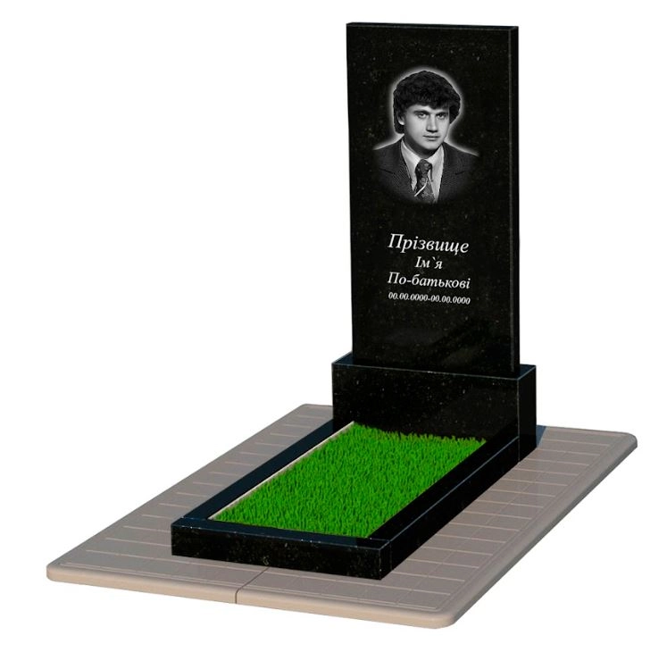 Основне Пам'ятник із граніту без різьблених робіт одинарний із чорного граніту Коростишів к2-kor-pf-120-60-08-001-pbd3