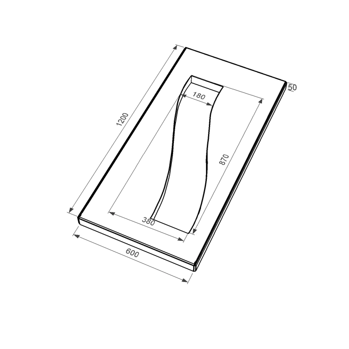 Размеры Надгробная плита полированные фаски 1200x600x50 из гранита Букинского карьера Полоса левая pl-buk-pf-pt-120-60-05-POLOSA-l