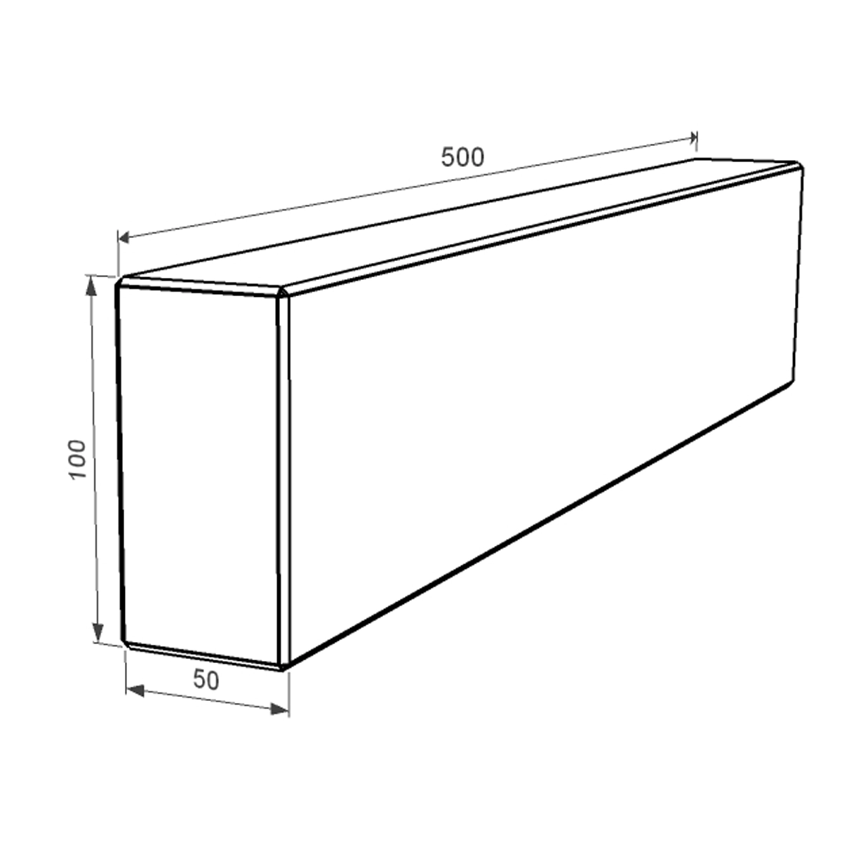 Размеры Брус для цветника на могилу на кладбище 500x100x50 из гранита лицевой (тыльный) с полированными фасками Букинского карьера br-buk-pf-50-10-05