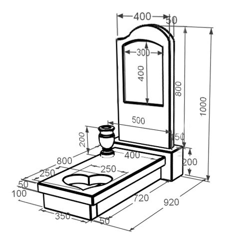Розміри Кольоровий мармуровий пам'ятник одинарний з мармуру Дайна з серцем різьблена робота к11-dan-pf-80-40-05-011-r