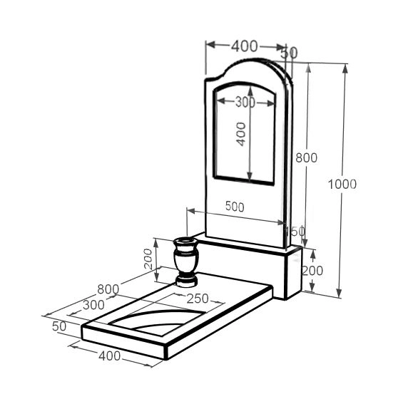 Розміри Одинарний пам'ятник із мармуру з білого мармуру Волокас з хвилею різьблений з вирізаним куточком к9-vol-pf-80-40-05-011-r