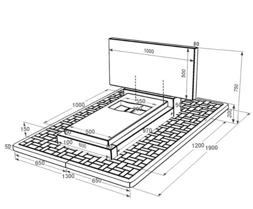 Размеры Гранитный памятник стела 50х100 см одинарный из черного гранита Коростышев с вырезанным флагом к6-kor-npf-50-100-05-001-pbd2