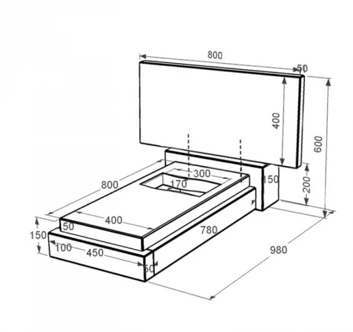 Размеры Гранитный памятник маленького размера одинарный из черного гранита Коростышев с вырезанным флагом к6-kor-pf-40-80-08-001