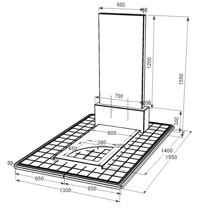 Розміри Гранітний пам'ятник з вирізаним куточком одинарний із чорного граніту Коростишів к9-kor-pf-120-60-08-001-pbd3