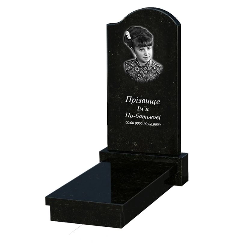 Основное Гранитная плита на могилу полированные фаски одинарная из черного гранита Коростышев с волной резная к10-kor-pf-100-50-08-011-r