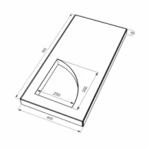 Размеры Надгробная плита с вырезанным уголком 800x400x50 из гранита плита Уголок с неполированными фасками с полированными торцами Букинского карьера левые pl-buk-npf-pt-80-40-05-KUT-l