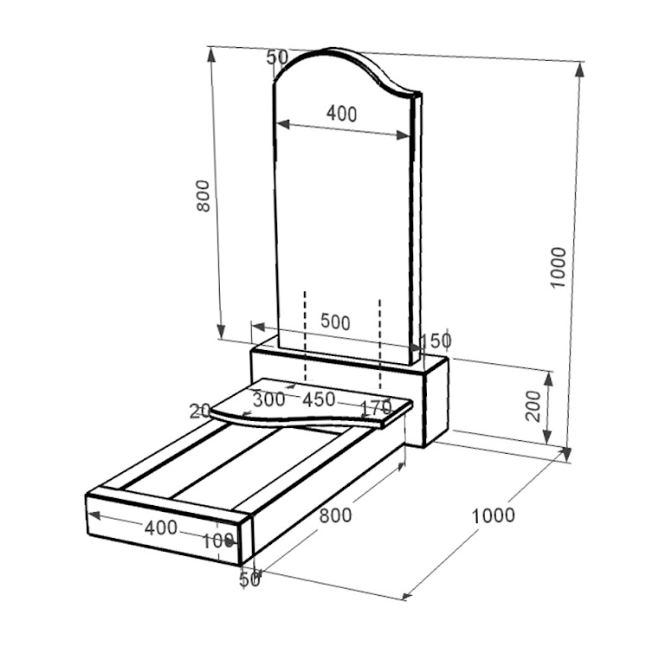 Размеры Гранит надгробие фигурное одинарное из черного гранита Коростышев с волной резное к3-kor-npf-80-40-05-011-l