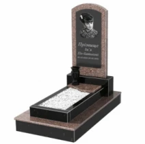Гранітний пам'ятник вертикальний одинарний з граніту Токівський Коростишевський з хвилею різьблений к4-tok-kor-npf-80-40-05-009-ck