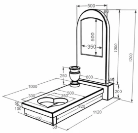 Розміри Мармуровий пам'ятник з серцем різьблена робота одинарний з мармуру Дайна к11-dan-pf-100-50-08-006