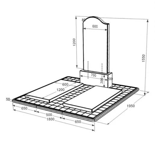Размеры Гранитный памятник высокий двойной из черного гранита Коростышев с волной резной к17-kor-pf-120-60-08-011-l-pbd3