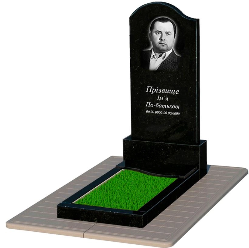 Основне Гранітний пам'ятник дівчинам одинарний із чорного граніту Коростишів з хвилею різьблений к5-kor-pf-120-60-08-011-l-pbd3