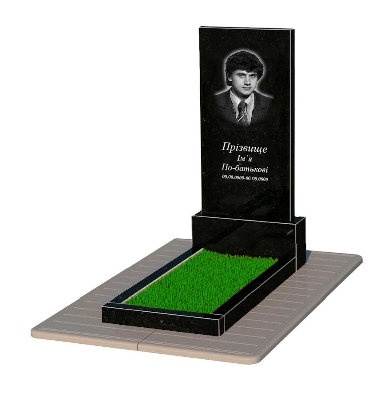 Основне Пам'ятник із граніту з квітником без плити одинарний із чорного граніту Коростишів без різьблених робіт к2-kor-npf-120-60-08-001-pbd3