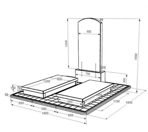 Размеры Гранитный памятник элитный двойной с дугой резной из черного гранита Коростышев Дуга 009 к19-kor-pf-120-60-08-009-pbd3