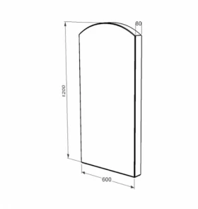 Размеры Стела памятника с полированными фасками 1200x600x80 из гранита вертикальная Коростышевского карьера st-kor-pf-120-60-08-009