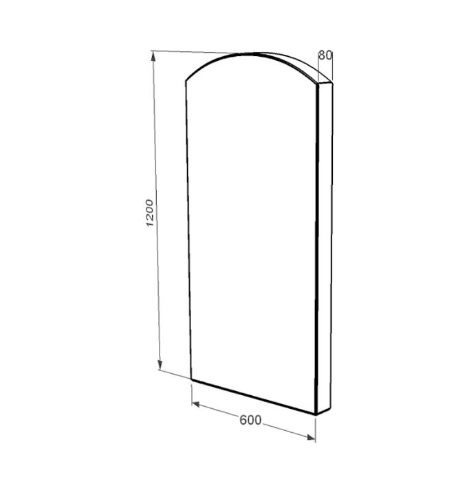 Розміри Стела пам'ятника з полірованими фасками 1200x600x80 з граніту вертикальна Коростишівського кар'єру st-kor-pf-120-60-08-009