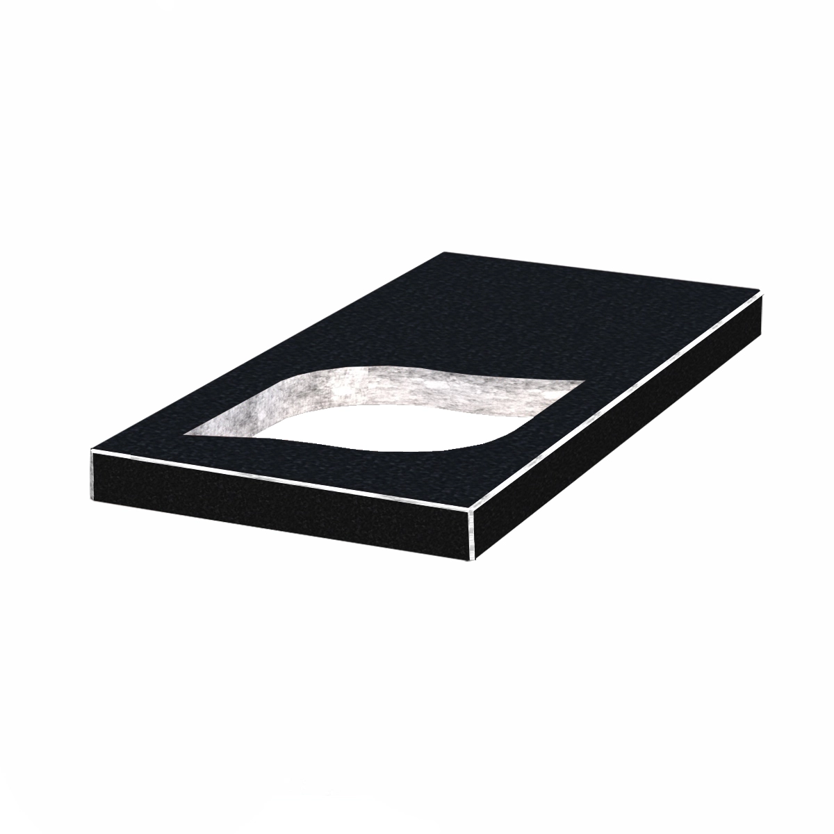 Основне Надгробна плита неполіровані фаски 1000x500x50 з граніту серія Лист з полірованими торцями Букинського кар'єру праві pl-buk-npf-pt-100-50-05-LISTOK-r