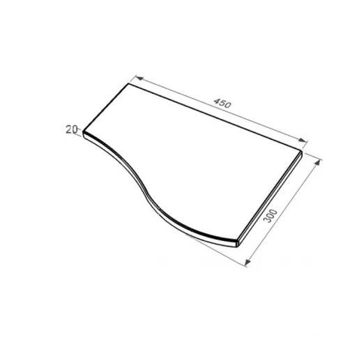 Размеры Плита на цветник могилы бежевая 450x300x20 серия Волна одинарная короткая с полированными фасками из мрамора Дайна правая pnk-dan-pf-45-30-02-r