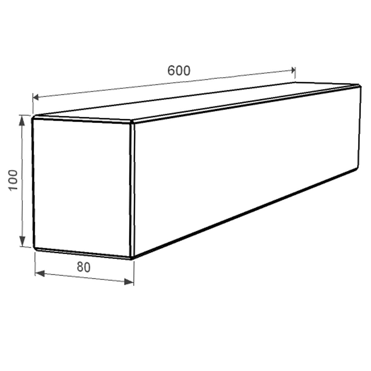 Размеры Брус для цветника на могилу длиной 60 см  из гранита лицевой с не полированными фасками Букинского карьера br-buk-npf-60-10-08
