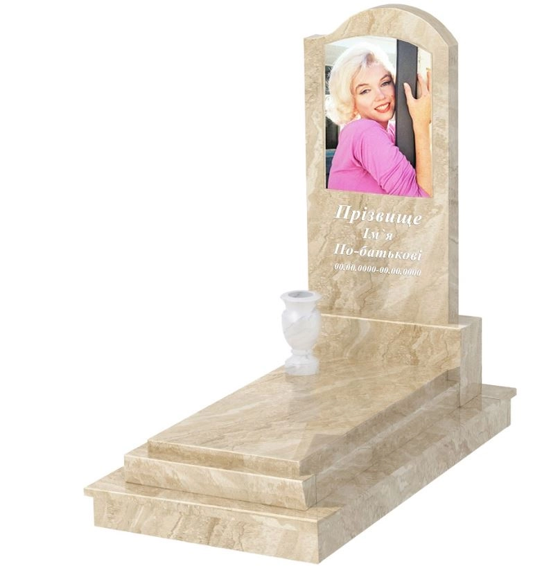 Основне Мармуровий пам'ятник з гробницею з мармуру Дайна з хвилею різьблений к12-dan-pf-120-60-08-011-r-ck