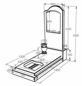Розміри Мармуровий пам'ятник мамі з мармуру Дайна з листом різьблена робота к13-dan-pf-120-60-08-011-r