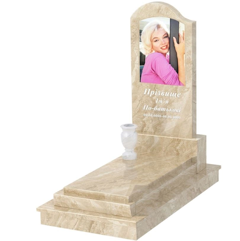 Основне Мармуровий пам'ятник для доньки одинарний з мармуру Дайна к12-dan-pf-120-60-08-011-l-ck