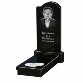 Гранітний пам'ятник з хвилею та серцем різьблений одинарний із чорного граніту Коростишів к11-kor-npf-100-50-08-011-r