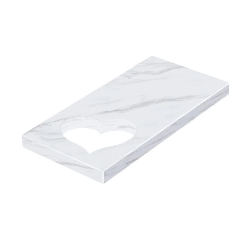 Основное Надгробная плита белого цвета 1000x500x50 из мрамора Волокас с полированными фасками серия Сердце левая pl-vol-pf-pt-100-50-05-SERCE-l