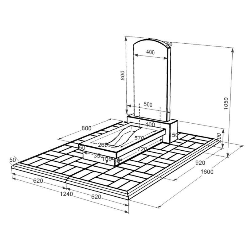Размеры Гранитный памятник с вырезанной полосой одинарный из черного гранита Коростышев к23-kor-npf-80-40-08-009-pbd1