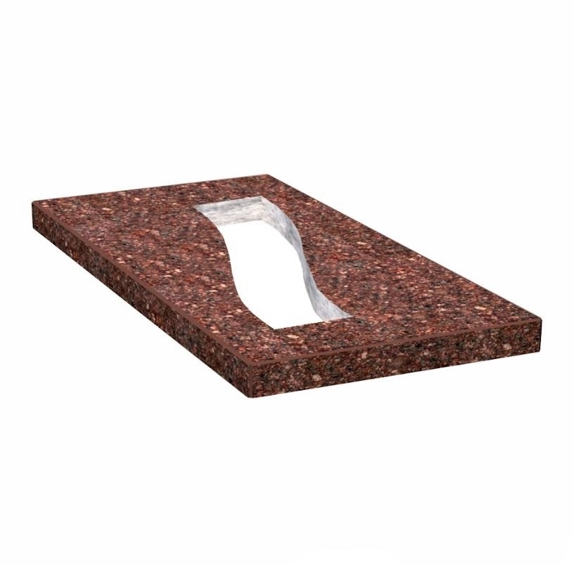 Основное Надгробная плита правая 1000x500x50 из Токовского гранита с полированными фасками Полоса pl-tok-pf-pt-100-50-05-POLOSA-r