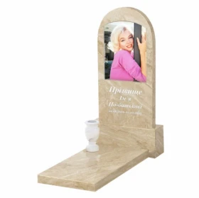 Мармуровий пам'ятник висотою 100 см одинарний з мармуру Дайна з полукруглою стелою к7-dan-pf-80-40-05-006